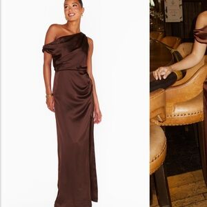 Show Me Your MuMu One Shoulder Brown Dress